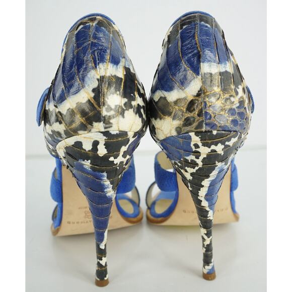 Brian Atwood Audra Blue Suede Snake High Heel Sandals Size 7.5 New $695 - Picture 11 of 11